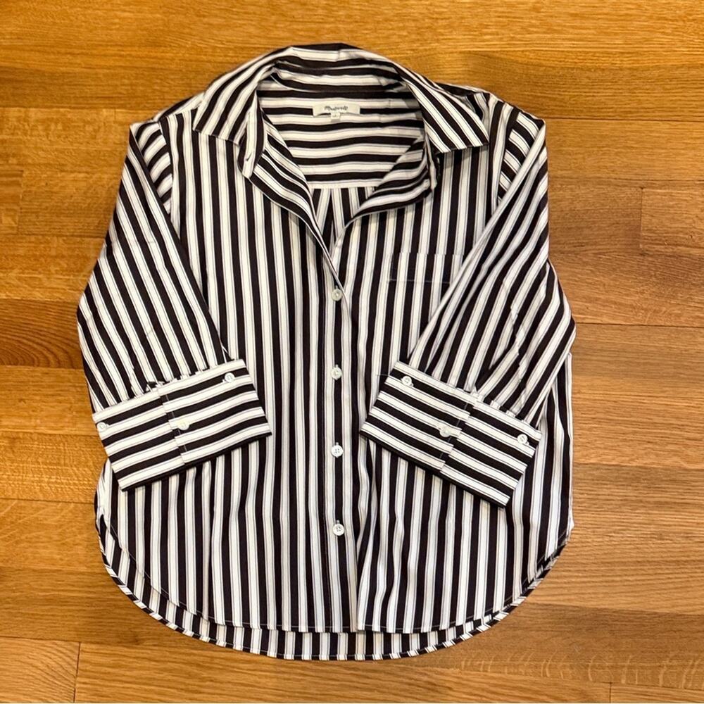 Striped Madewell Plum and White Shirt Small